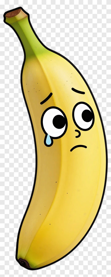 Cartoon Banana With Sad Expression PNG