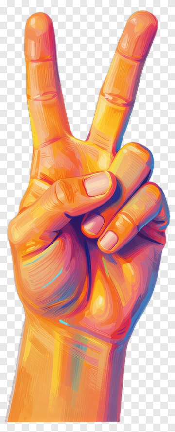 Colorful Hand Gesture Showing Peace Sign PNG