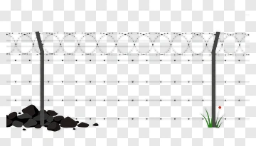 Barbed Wire Fence With Rocks And Grass PNG