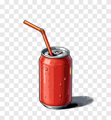 Red Soda Can With Straw PNG
