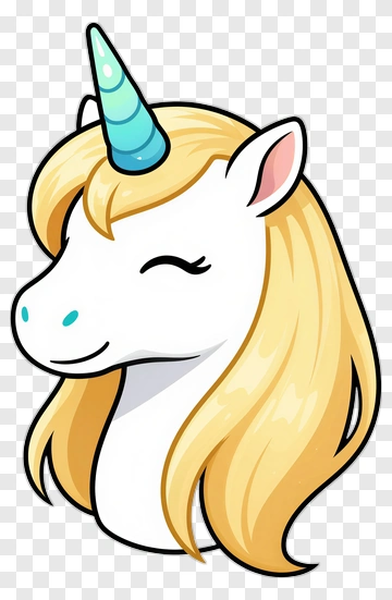 Cartoon Unicorn With Blonde Hair PNG