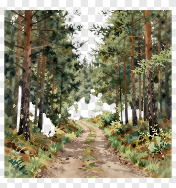 Forest Pathway Surrounded By Tall Trees PNG