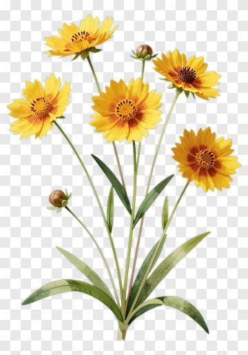 Colorful Flower Bouquet With Yellow Blooms PNG