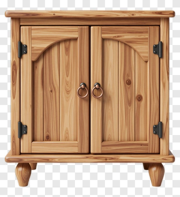 Wooden Cabinet With Double Doors PNG