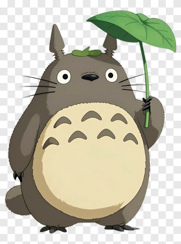 Totoro Holding A Leaf Umbrella PNG