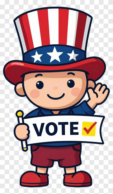 Cartoon Boy Holding A Vote Sign PNG