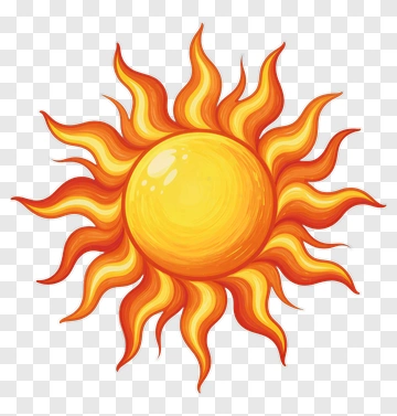 Colorful Sun With Radiating Flames PNG