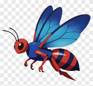 Cartoon Blue And Red Bee PNG