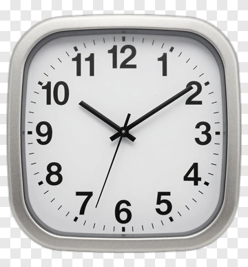 Square Wall Clock With Black Numbers PNG