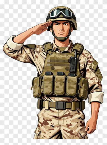 Soldier Saluting In Military Uniform PNG