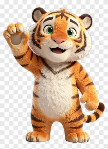 Cartoon Tiger Waving Hello PNG