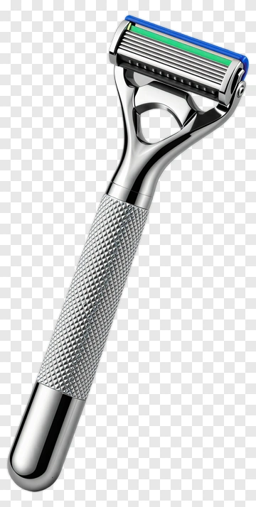 Razor With A Metal Handle And Multi-Blade Cartridge PNG