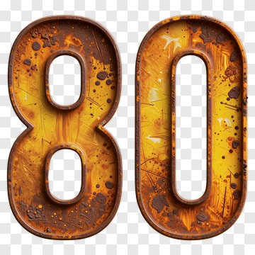 Number 80 With Colorful Abstract Design PNG