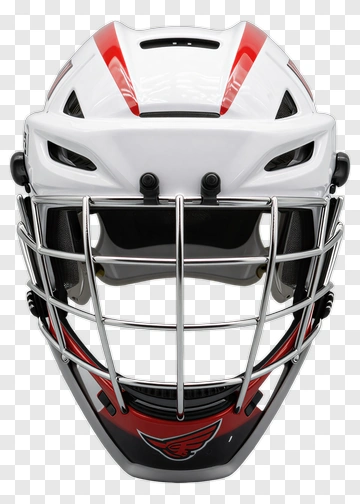 Hockey Goalie Mask With Red And White Design PNG