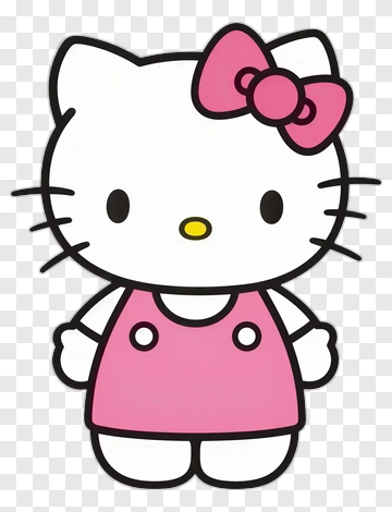 Hello Kitty Character In Pink Dress PNG