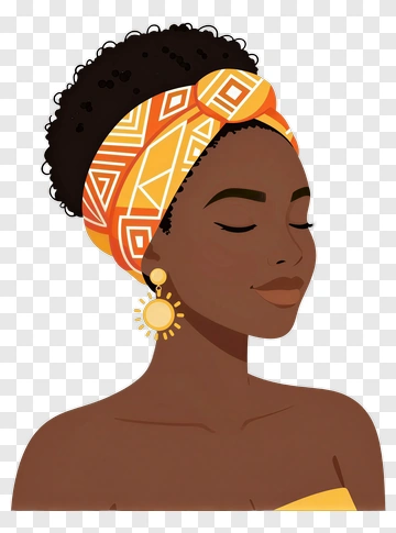 Woman With Colorful Headscarf And Earrings PNG