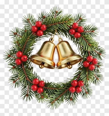 Christmas Wreath With Bells And Berries PNG