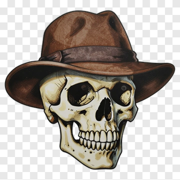 Skull Wearing A Brown Hat PNG