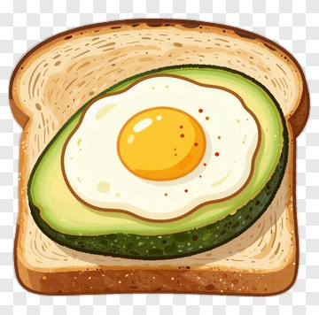 Avocado Toast With Egg PNG