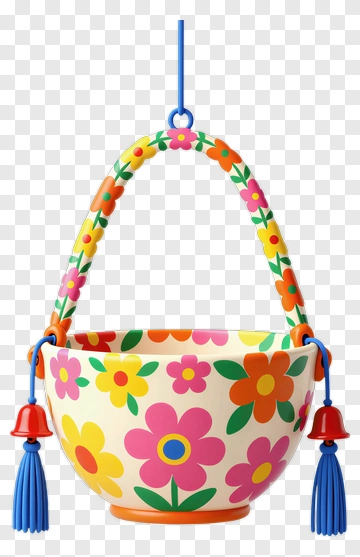 Colorful Flower Basket PNG