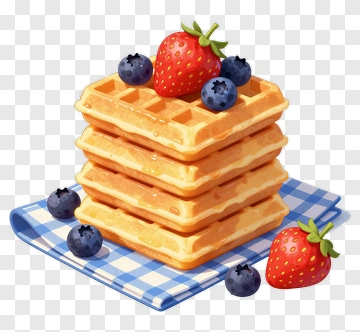 Stack Of Waffles With Berries PNG