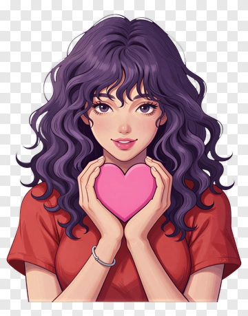 Woman Holding A Pink Heart PNG