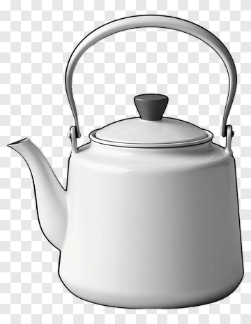 White Teapot With Black Handle PNG