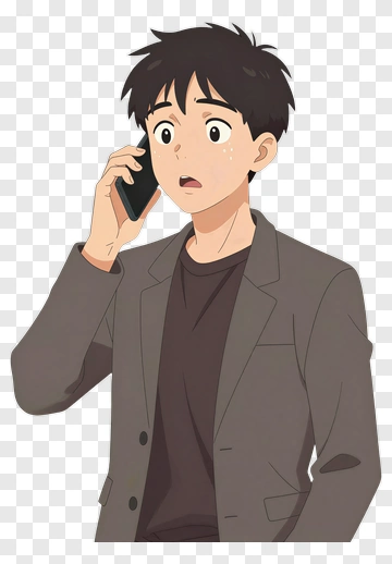 Surprised Young Man Talking On The Phone PNG