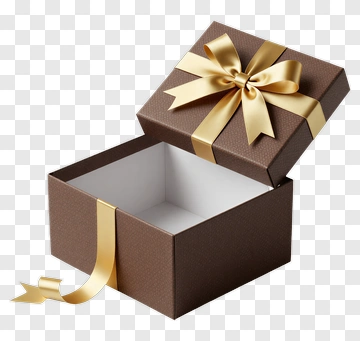 Brown Gift Box With Gold Ribbon PNG
