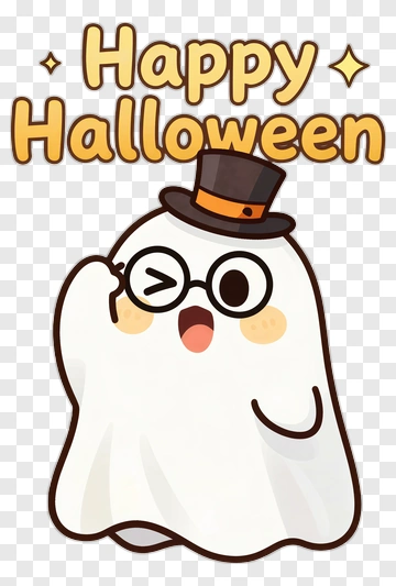 Cartoon Ghost Winking For Halloween PNG