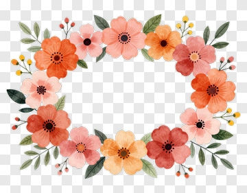 Colorful Floral Wreath PNG
