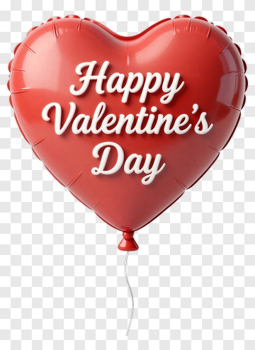 Happy Valentine's Day Heart Balloon PNG
