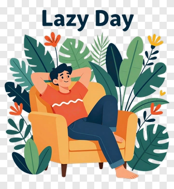 Man Relaxing On A Couch For A Lazy Day PNG