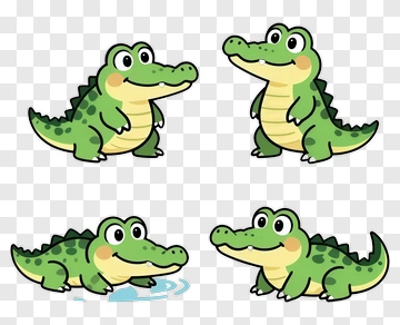 Cartoon Alligator Character Set PNG