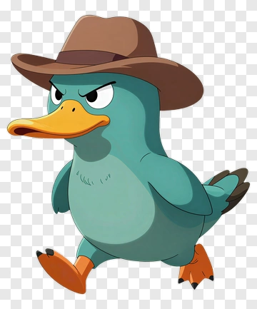 Cartoon Duck Wearing A Cowboy Hat PNG