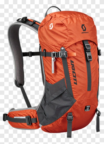 Orange Hiking Backpack PNG
