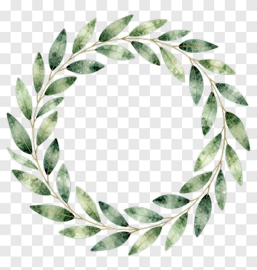 Watercolor Leaf Wreath PNG