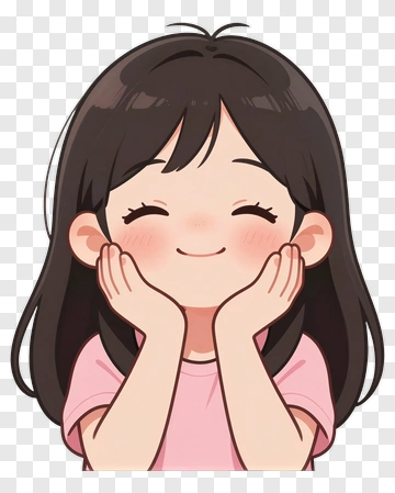 Smiling Girl With Hands On Cheeks PNG