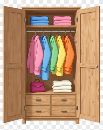Colorful Closet With Hoodies And Shelves PNG