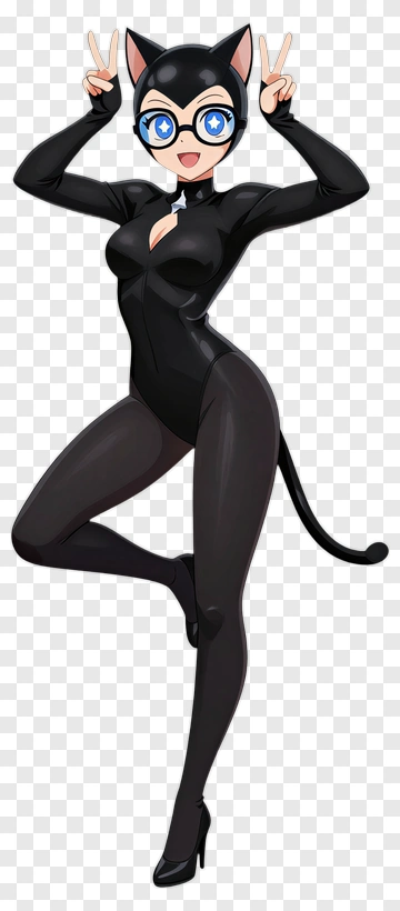 Cat Girl Posing With Peace Signs PNG