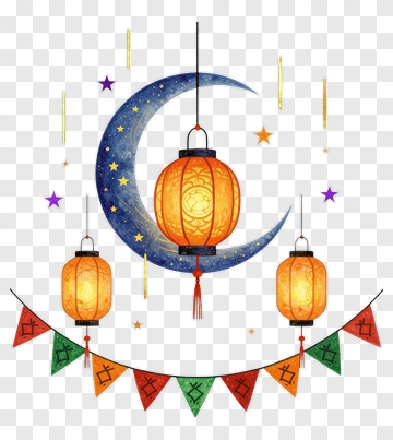Lanterns And Moon Decoration For Lunar New Year PNG