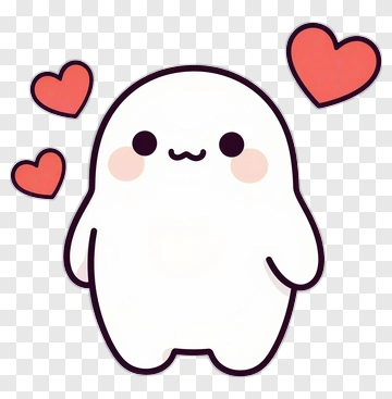 Cartoon Ghost With Hearts PNG