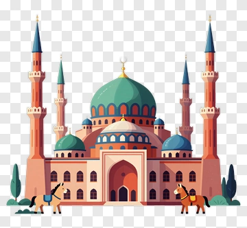 Colorful Mosque With Horses PNG