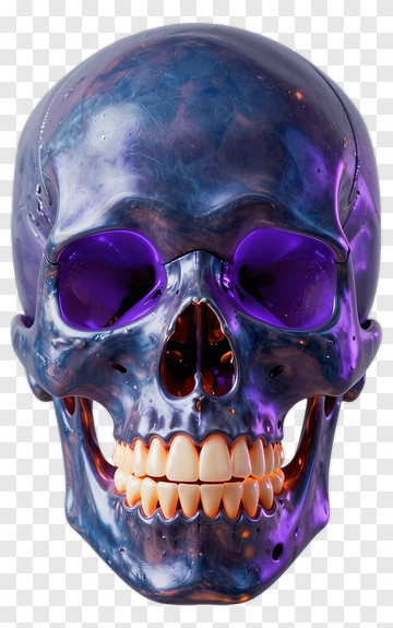 Colorful Skull With Purple And Blue Tones PNG