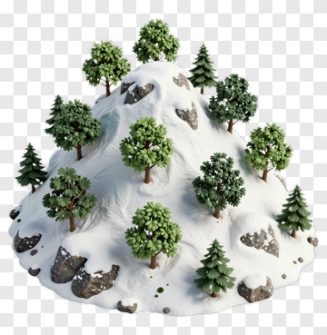 Snowy Mountain Landscape With Trees PNG