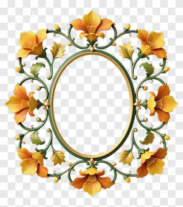 Floral Decorative Frame With Yellow Flowers PNG