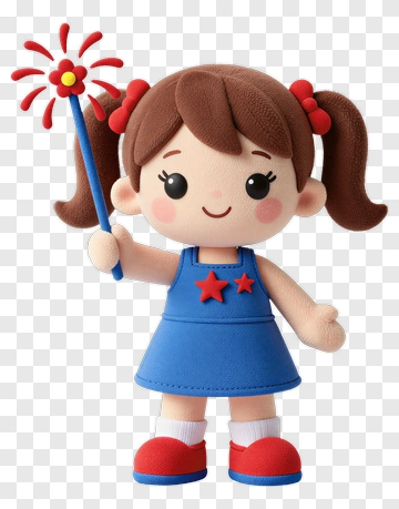 Cartoon Girl Holding A Sparkler PNG