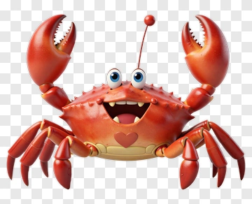 Cartoon Crab With A Heart PNG
