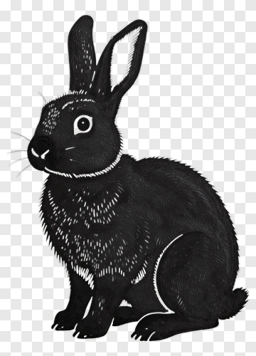 Black Rabbit Sitting PNG