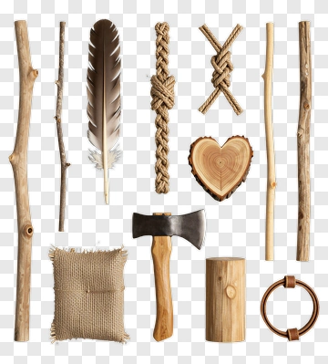 Wooden Craft Elements And Tools PNG